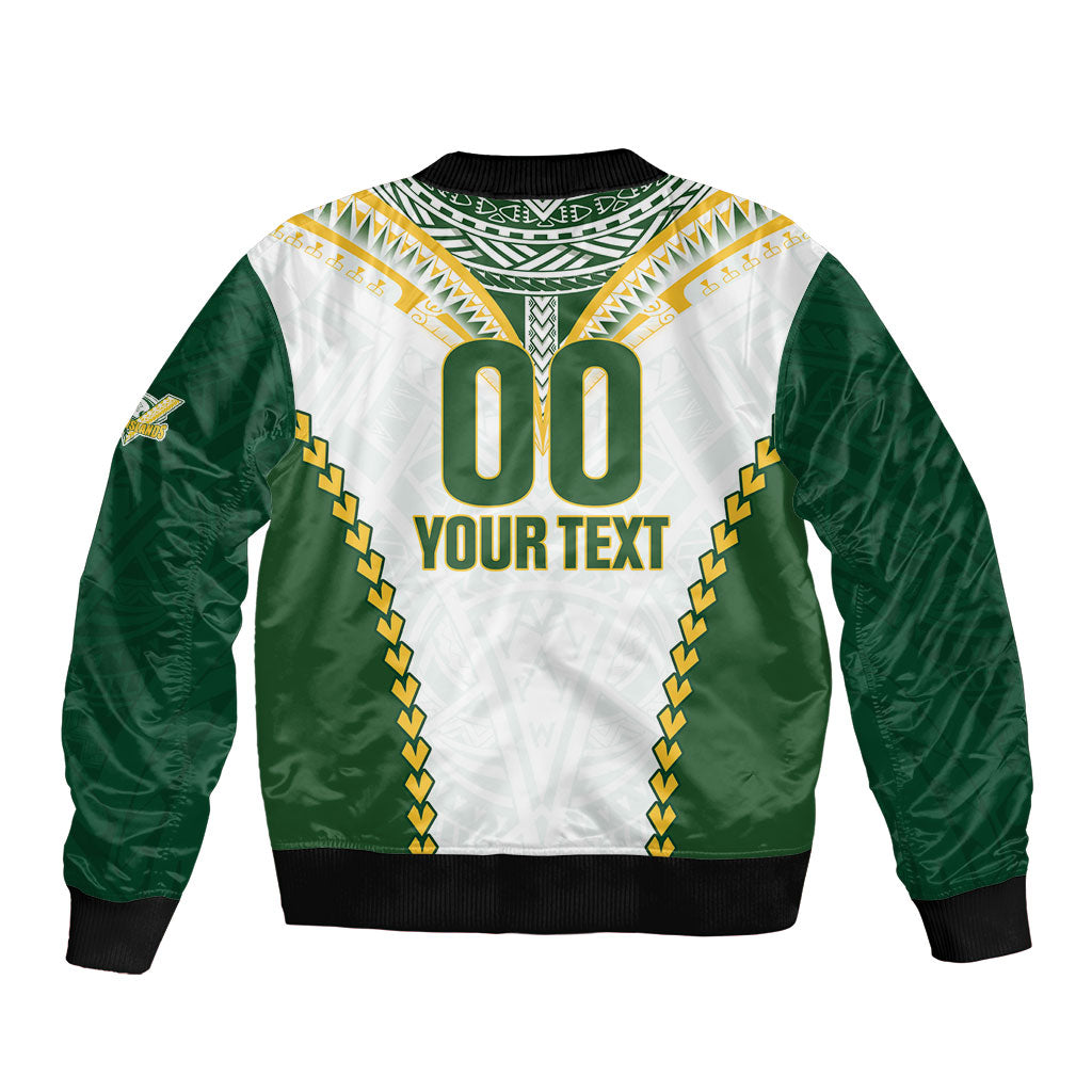 Custom Rugby League Cook Islands Bomber Jacket Tribal Pattern White Version LT01 - Polynesian Pride