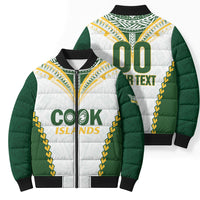 Custom Rugby League Cook Islands Bomber Puffer Jacket Tribal Pattern White Version LT01 - Polynesian Pride