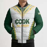 Custom Rugby League Cook Islands Bomber Puffer Jacket Tribal Pattern White Version LT01 - Polynesian Pride