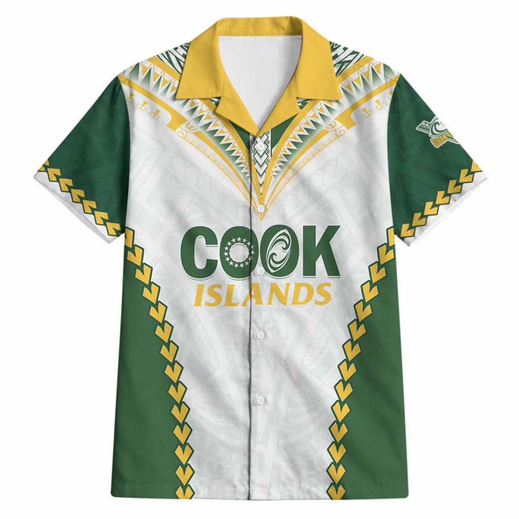 Custom Rugby League Cook Islands Hawaiian Shirt Tribal Pattern White Version LT01 White - Polynesian Pride