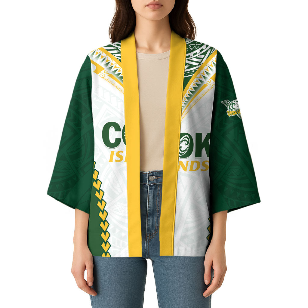 Custom Rugby League Cook Islands Kimono Tribal Pattern White Version LT01 - Polynesian Pride