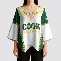 Custom Rugby League Cook Islands Kimono Sleeve Blouse Tribal Pattern White Version LT01 - Polynesian Pride