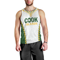 Custom Rugby League Cook Islands Men Tank Top Tribal Pattern White Version LT01 - Polynesian Pride