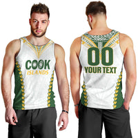 Custom Rugby League Cook Islands Men Tank Top Tribal Pattern White Version LT01 - Polynesian Pride