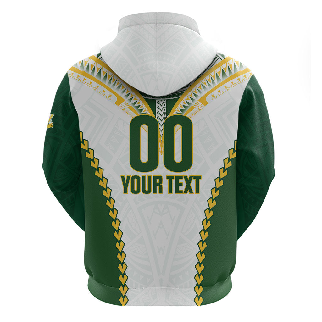 Custom Rugby League Cook Islands Zip Hoodie Tribal Pattern White Version LT01 - Polynesian Pride