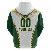 Custom Rugby League Cook Islands Zip Hoodie Tribal Pattern White Version LT01 - Polynesian Pride