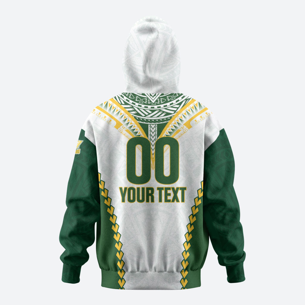 Custom Rugby League Cook Islands Zip Hoodie Tribal Pattern White Version LT01 - Polynesian Pride