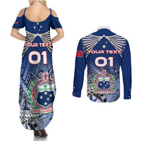 Custom Samoa Rugby Couples Matching Summer Maxi Dress and Long Sleeve Button Shirt Toa Samoa Myriad Patterns LT01 - Polynesian Pride