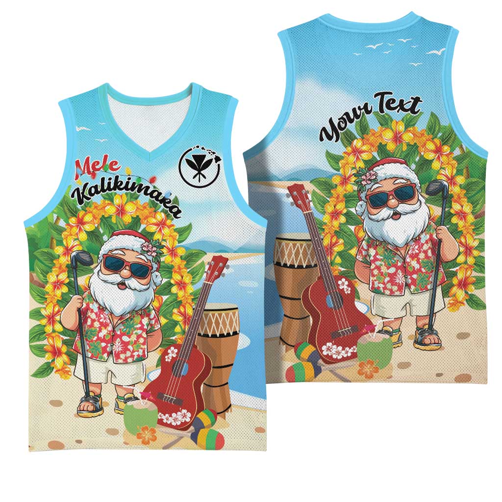 Personalized Hawaii Golf Christmas Basketball Jersey Mele Kalikimaka Funny Golfer Santa - Polynesian Pride