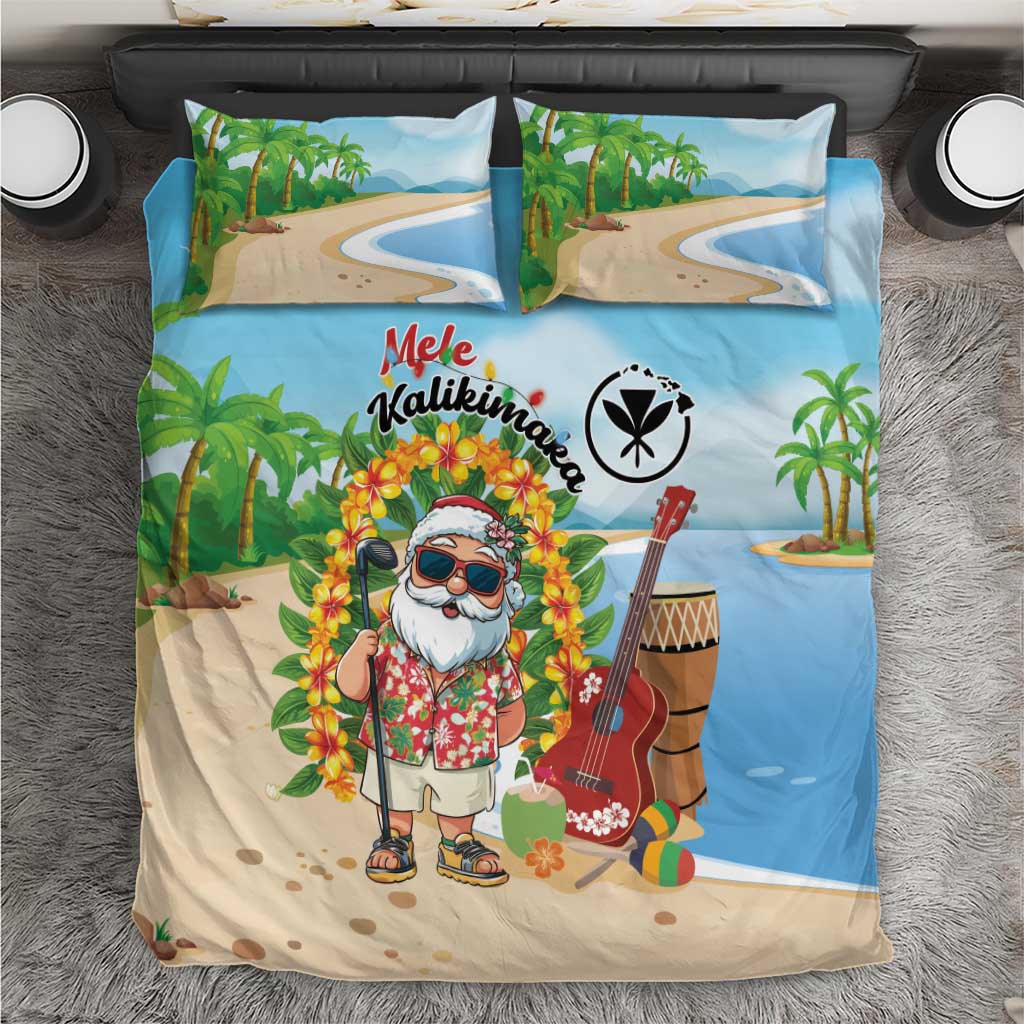 Hawaii Golf Christmas Bedding Set Mele Kalikimaka Funny Golfer Santa - Polynesian Pride
