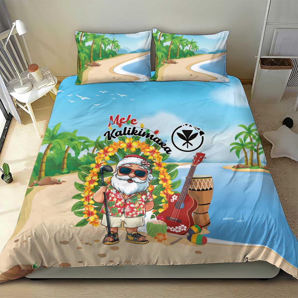 Hawaii Golf Christmas Bedding Set Mele Kalikimaka Funny Golfer Santa - Polynesian Pride