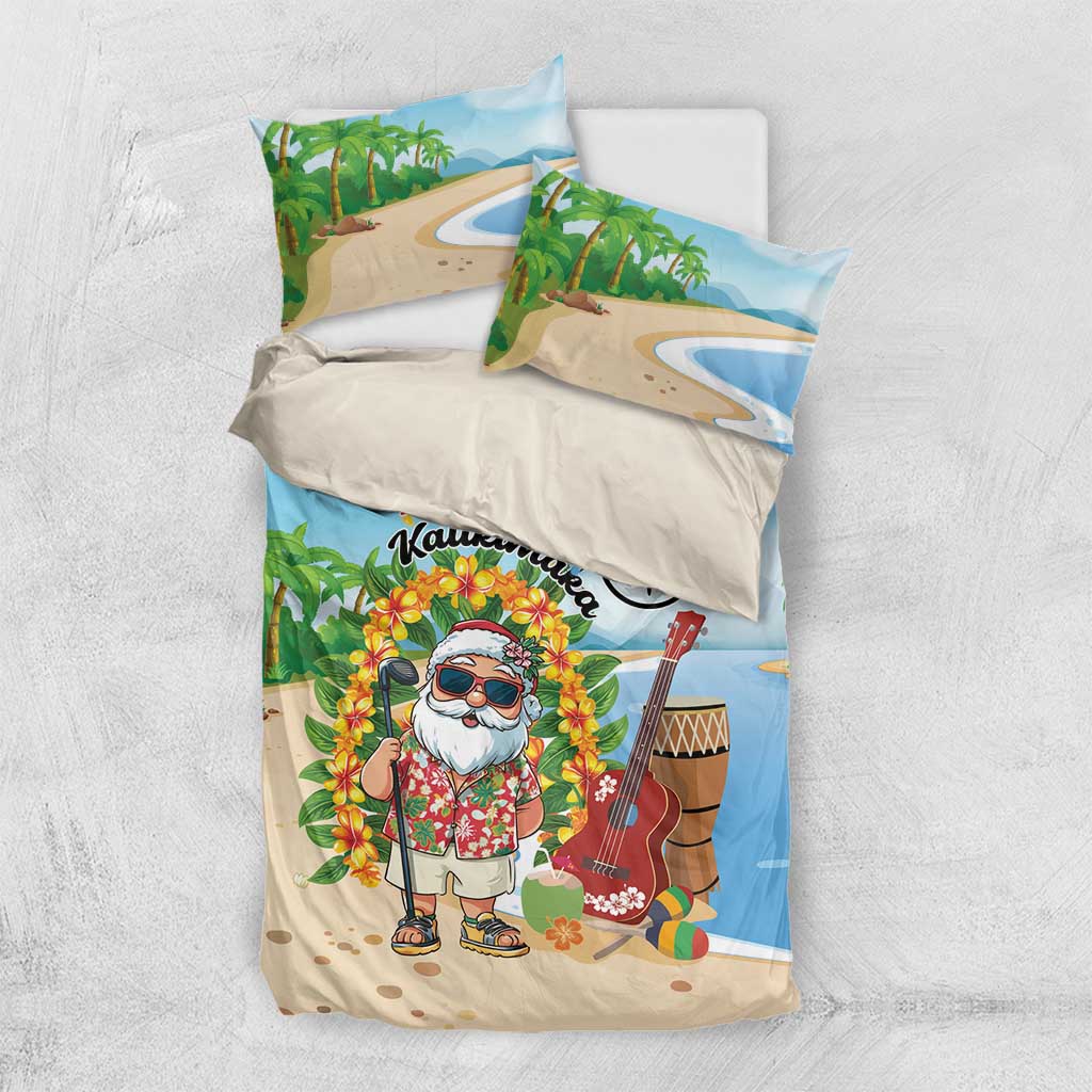 Hawaii Golf Christmas Bedding Set Mele Kalikimaka Funny Golfer Santa - Polynesian Pride