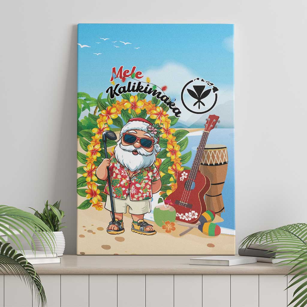 Hawaii Golf Christmas Canvas Wall Art Mele Kalikimaka Funny Golfer Santa - Polynesian Pride