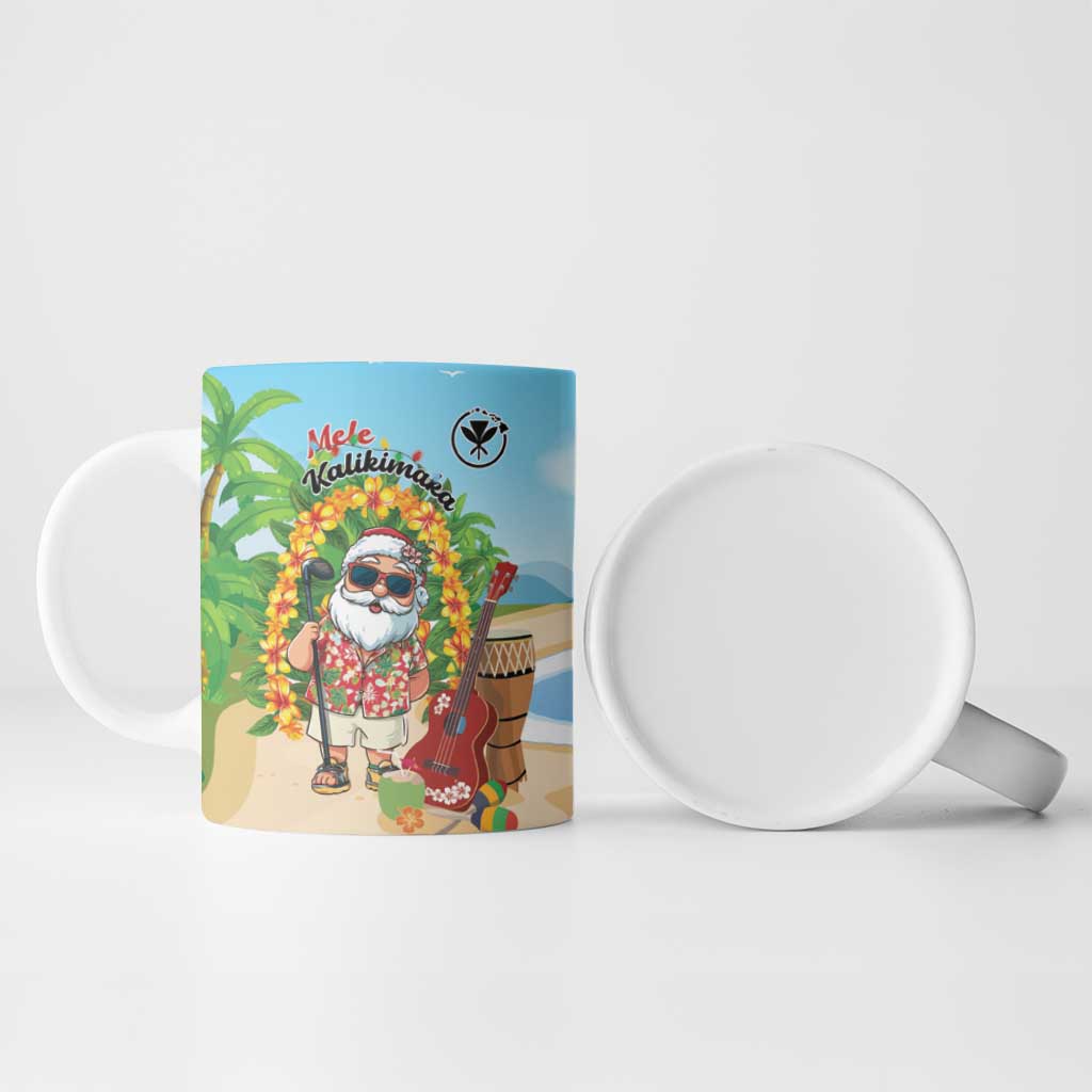 Personalized Hawaii Golf Christmas Ceramic Mug Mele Kalikimaka Funny Golfer Santa - Polynesian Pride