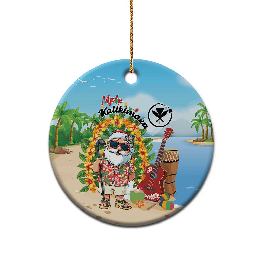 Hawaii Golf Christmas Ceramic Ornament Mele Kalikimaka Funny Golfer Santa - Polynesian Pride
