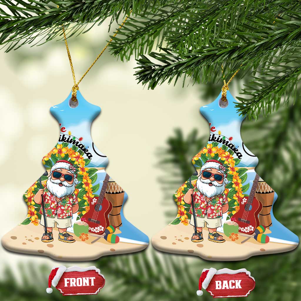 Hawaii Golf Christmas Ceramic Ornament Mele Kalikimaka Funny Golfer Santa - Polynesian Pride