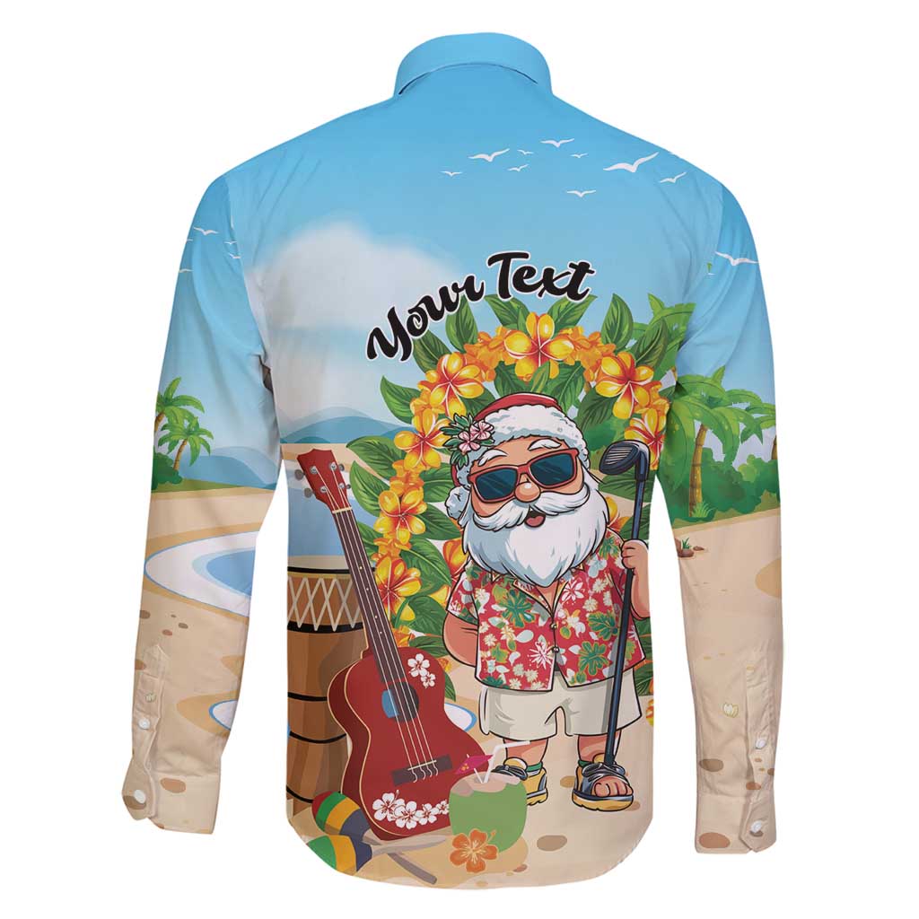 Personalized Hawaii Golf Christmas Family Matching Long Sleeve Bodycon Dress and Hawaiian Shirt Mele Kalikimaka Funny Golfer Santa - Polynesian Pride