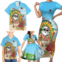 Personalized Hawaii Golf Christmas Family Matching Short Sleeve Bodycon Dress and Hawaiian Shirt Mele Kalikimaka Funny Golfer Santa - Polynesian Pride