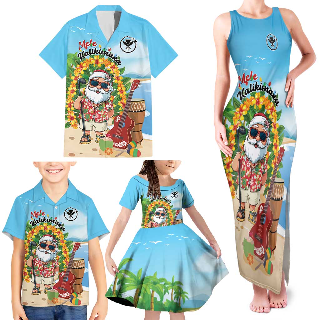 Personalized Hawaii Golf Christmas Family Matching Tank Maxi Dress and Hawaiian Shirt Mele Kalikimaka Funny Golfer Santa - Polynesian Pride