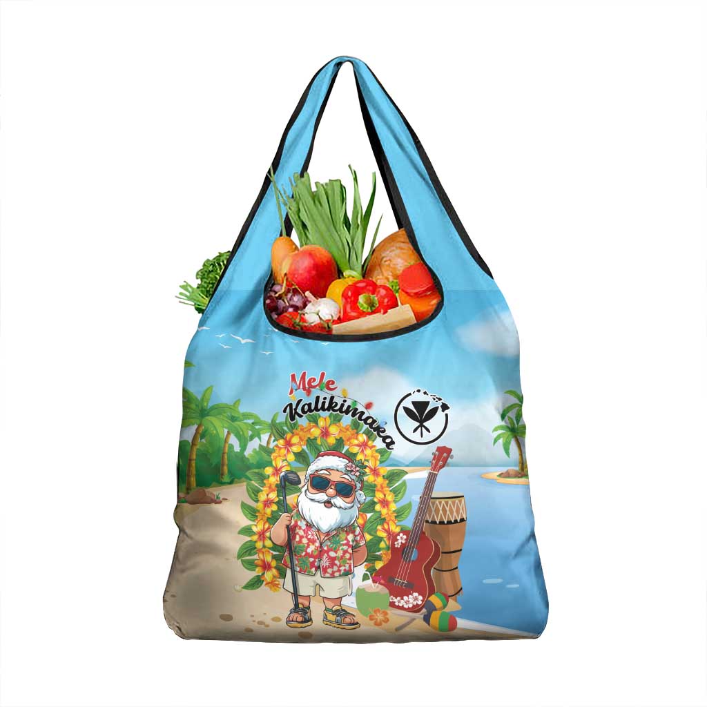 Hawaii Golf Christmas Grocery Bag Mele Kalikimaka Funny Golfer Santa - Polynesian Pride