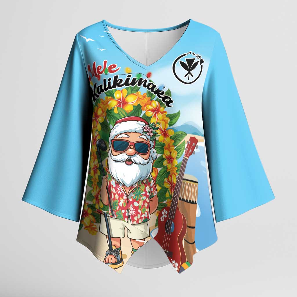 Personalized Hawaii Golf Christmas Kimono Sleeve Blouse Mele Kalikimaka Funny Golfer Santa - Polynesian Pride
