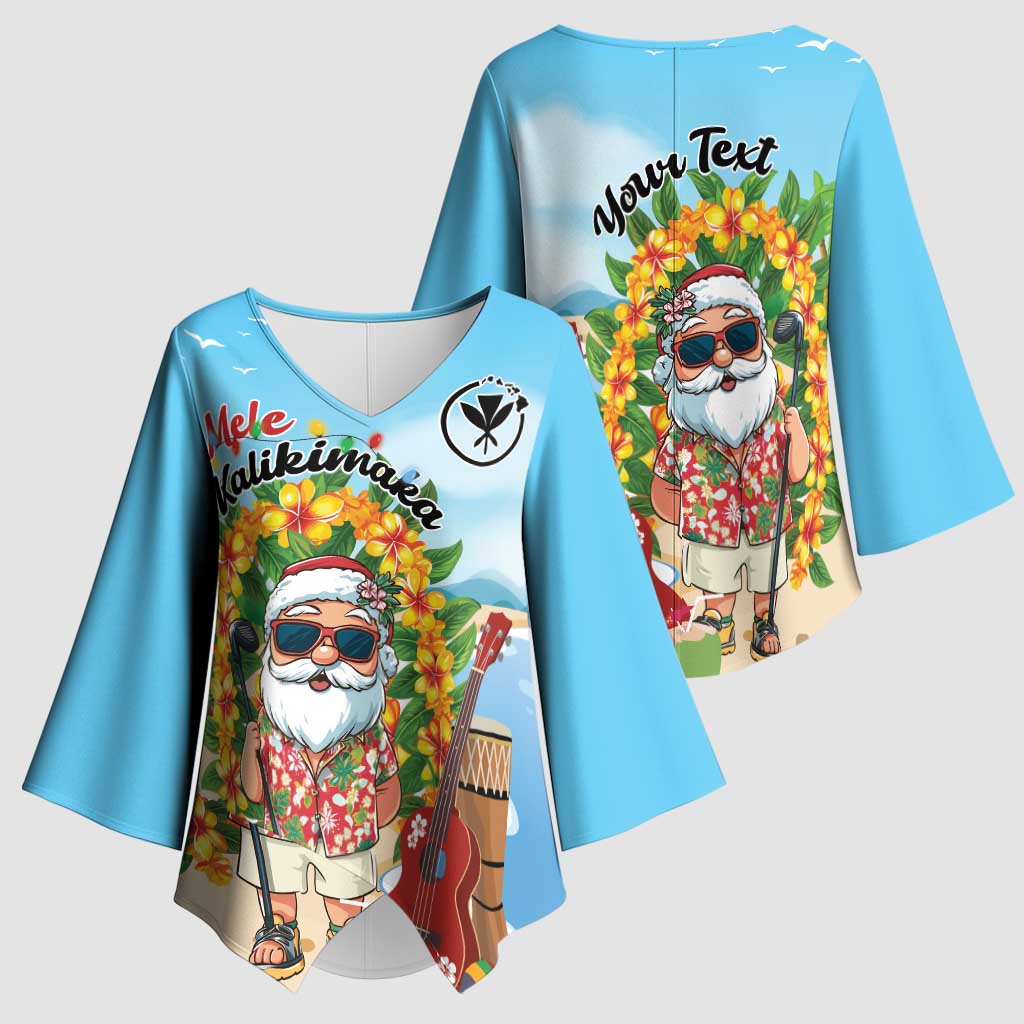 Personalized Hawaii Golf Christmas Kimono Sleeve Blouse Mele Kalikimaka Funny Golfer Santa - Polynesian Pride