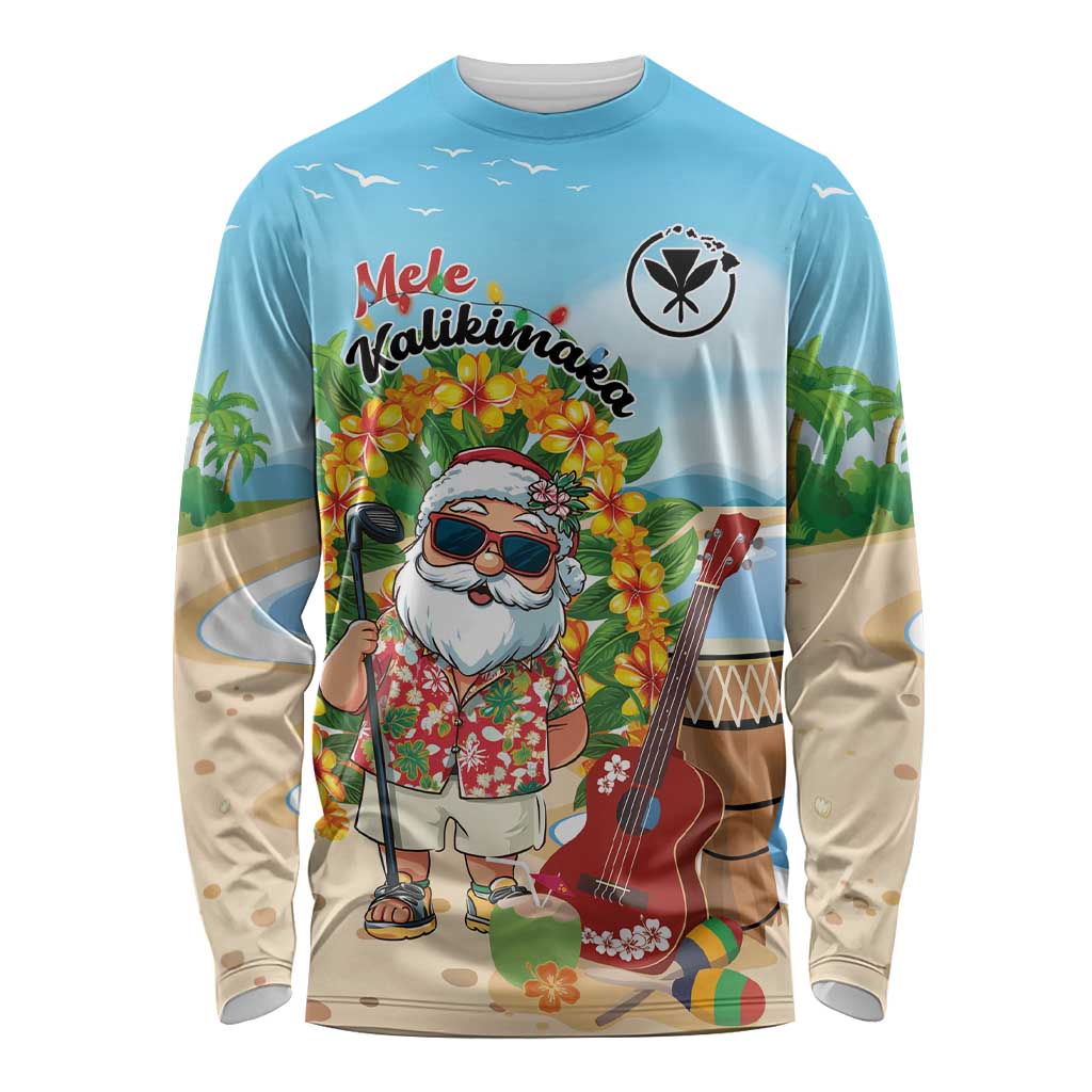 Personalized Hawaii Golf Christmas Long Sleeve Shirt Mele Kalikimaka Funny Golfer Santa - Polynesian Pride