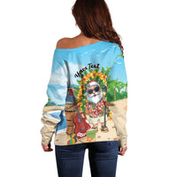 Personalized Hawaii Golf Christmas Off Shoulder Sweater Mele Kalikimaka Funny Golfer Santa - Polynesian Pride