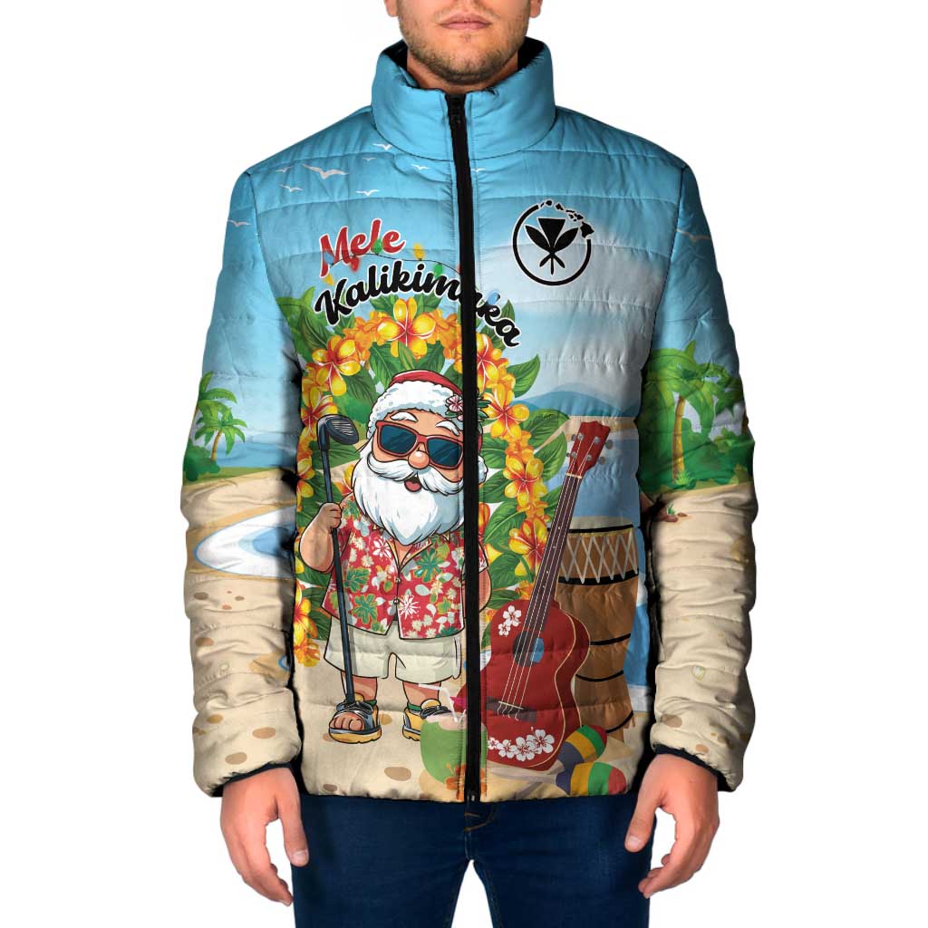 Personalized Hawaii Golf Christmas Padded Jacket Mele Kalikimaka Funny Golfer Santa - Polynesian Pride