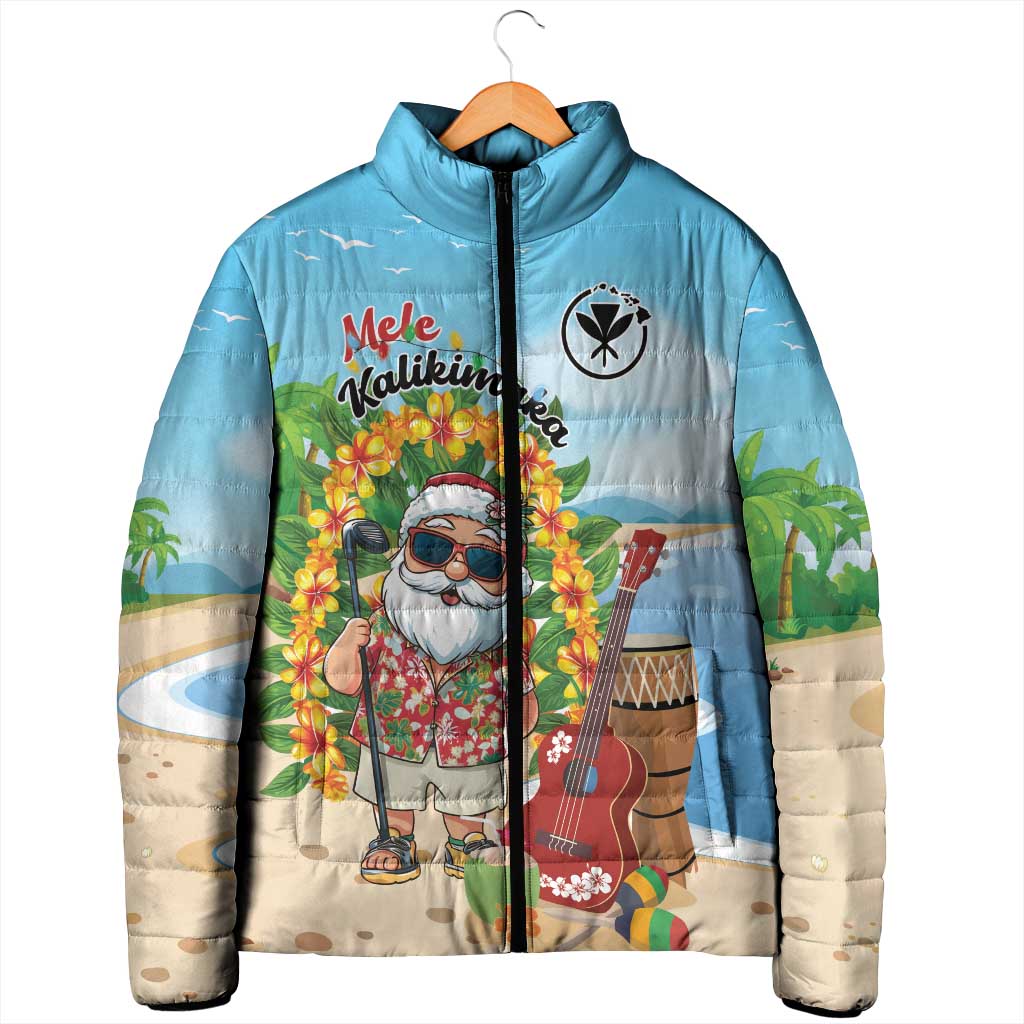 Personalized Hawaii Golf Christmas Padded Jacket Mele Kalikimaka Funny Golfer Santa - Polynesian Pride
