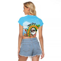 Personalized Hawaii Golf Christmas Raglan Cropped T Shirt Mele Kalikimaka Funny Golfer Santa - Polynesian Pride