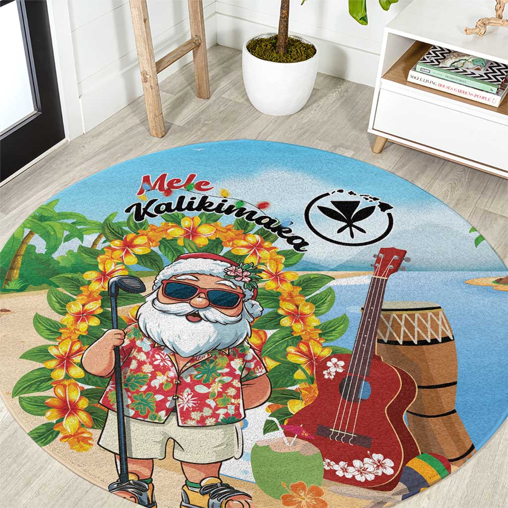 Hawaii Golf Christmas Round Carpet Mele Kalikimaka Funny Golfer Santa - Polynesian Pride