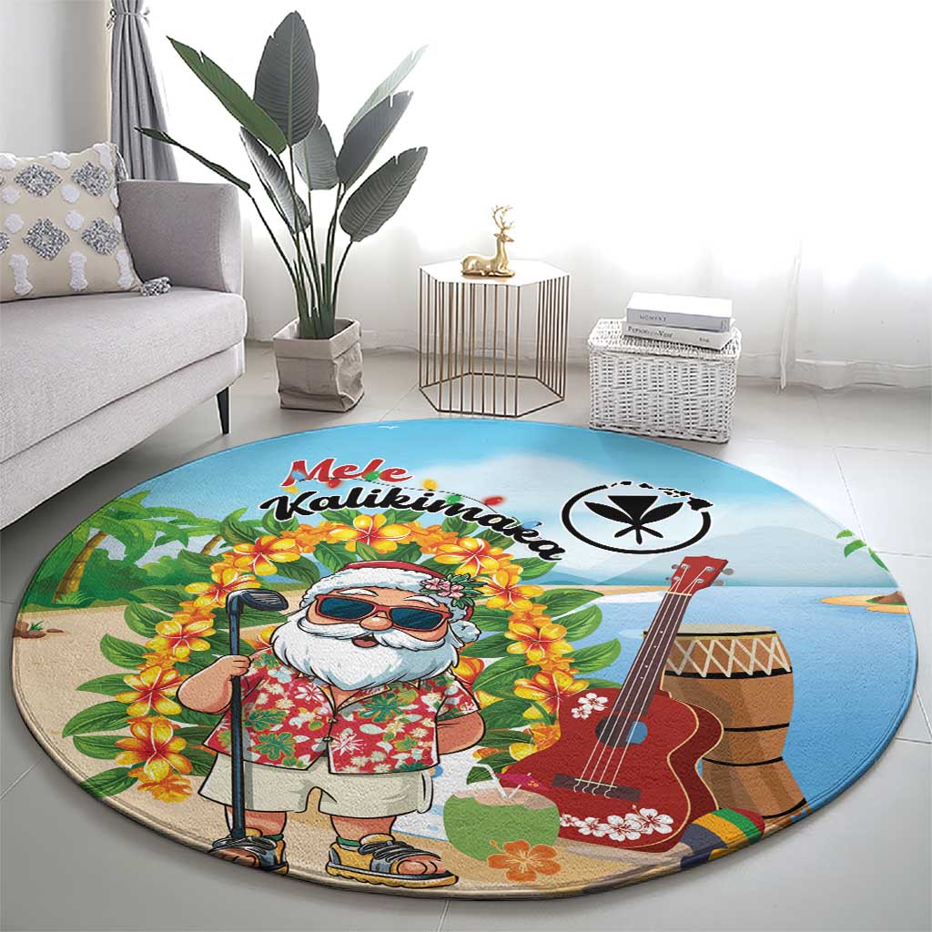 Hawaii Golf Christmas Round Carpet Mele Kalikimaka Funny Golfer Santa - Polynesian Pride