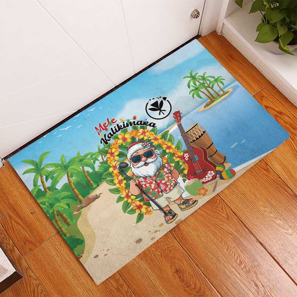 Hawaii Golf Christmas Rubber Doormat Mele Kalikimaka Funny Golfer Santa - Polynesian Pride