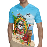 Personalized Hawaii Golf Christmas Rugby Jersey Mele Kalikimaka Funny Golfer Santa - Polynesian Pride