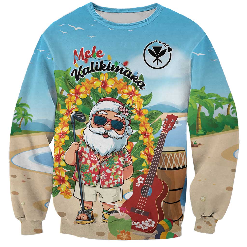 Personalized Hawaii Golf Christmas Sweatshirt Mele Kalikimaka Funny Golfer Santa - Polynesian Pride
