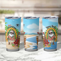 Personalized Hawaii Golf Christmas Tumbler Cup Mele Kalikimaka Funny Golfer Santa - Polynesian Pride