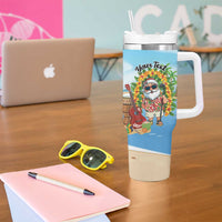 Personalized Hawaii Golf Christmas Tumbler With Handle Mele Kalikimaka Funny Golfer Santa - Polynesian Pride