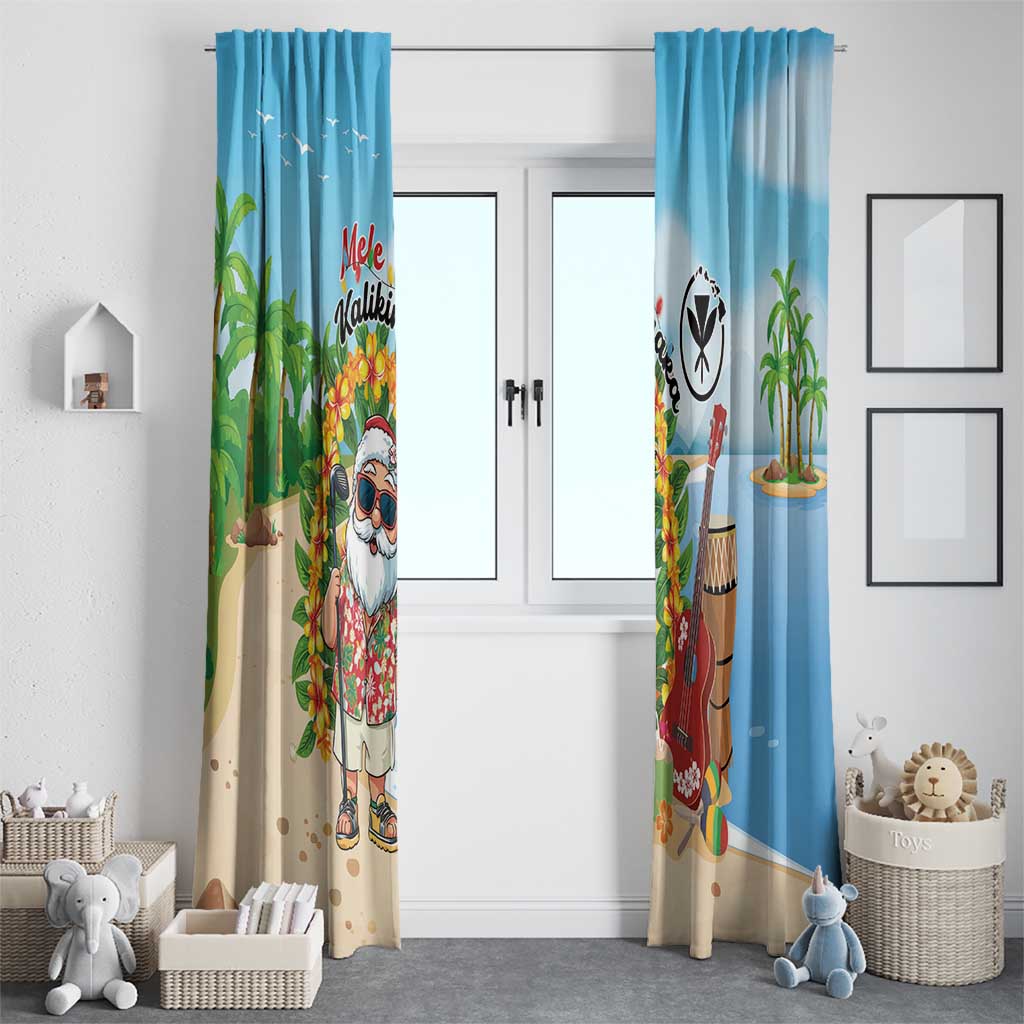 Hawaii Golf Christmas Window Curtain Mele Kalikimaka Funny Golfer Santa - Polynesian Pride