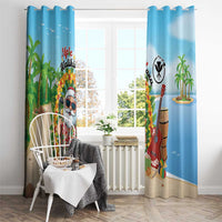 Hawaii Golf Christmas Window Curtain Mele Kalikimaka Funny Golfer Santa - Polynesian Pride