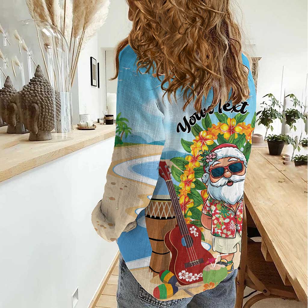 Personalized Hawaii Golf Christmas Women Casual Shirt Mele Kalikimaka Funny Golfer Santa - Polynesian Pride