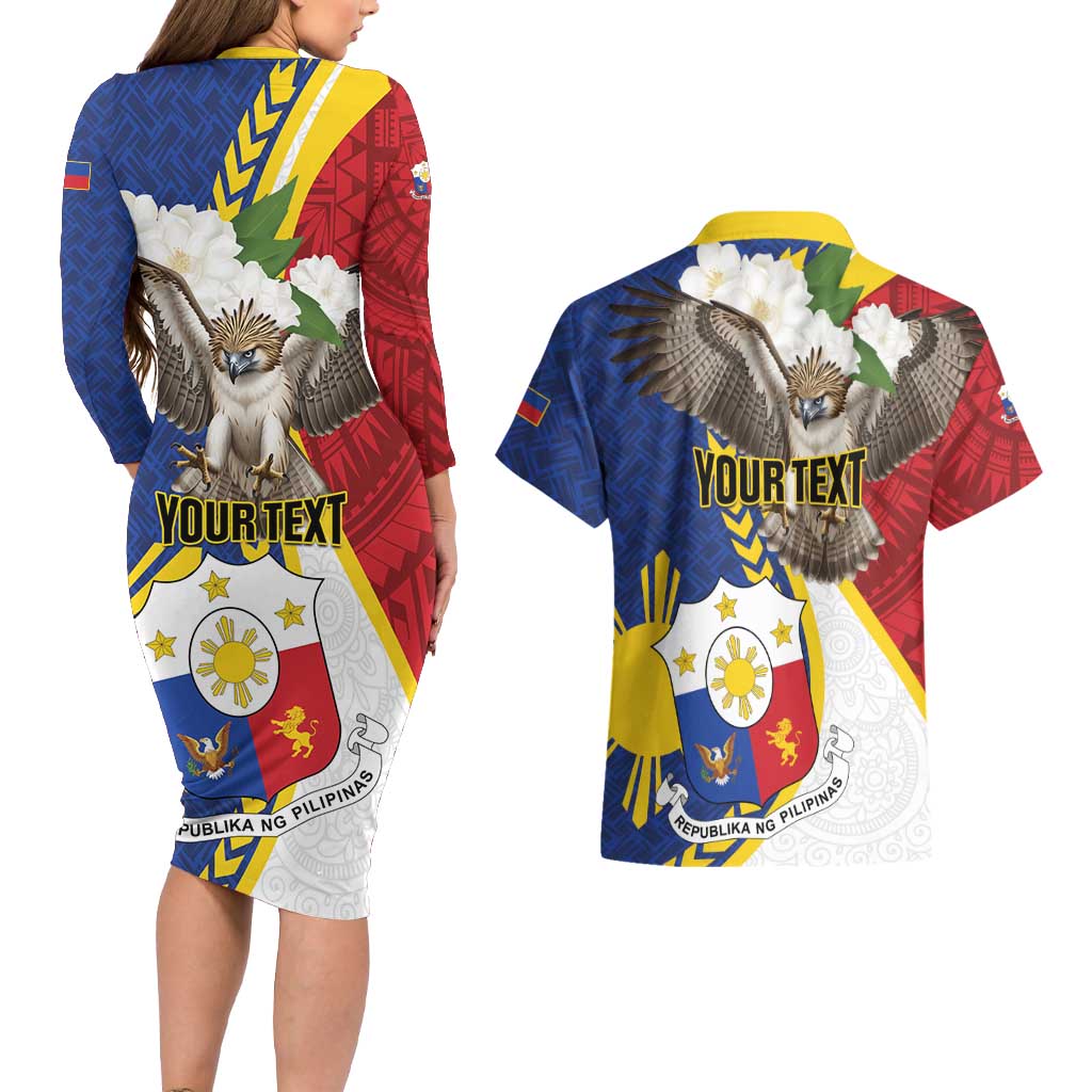 Personalized Philippines Couples Matching Long Sleeve Bodycon Dress and Hawaiian Shirt Filipino Araw ng Kalayaan LT01 - Polynesian Pride