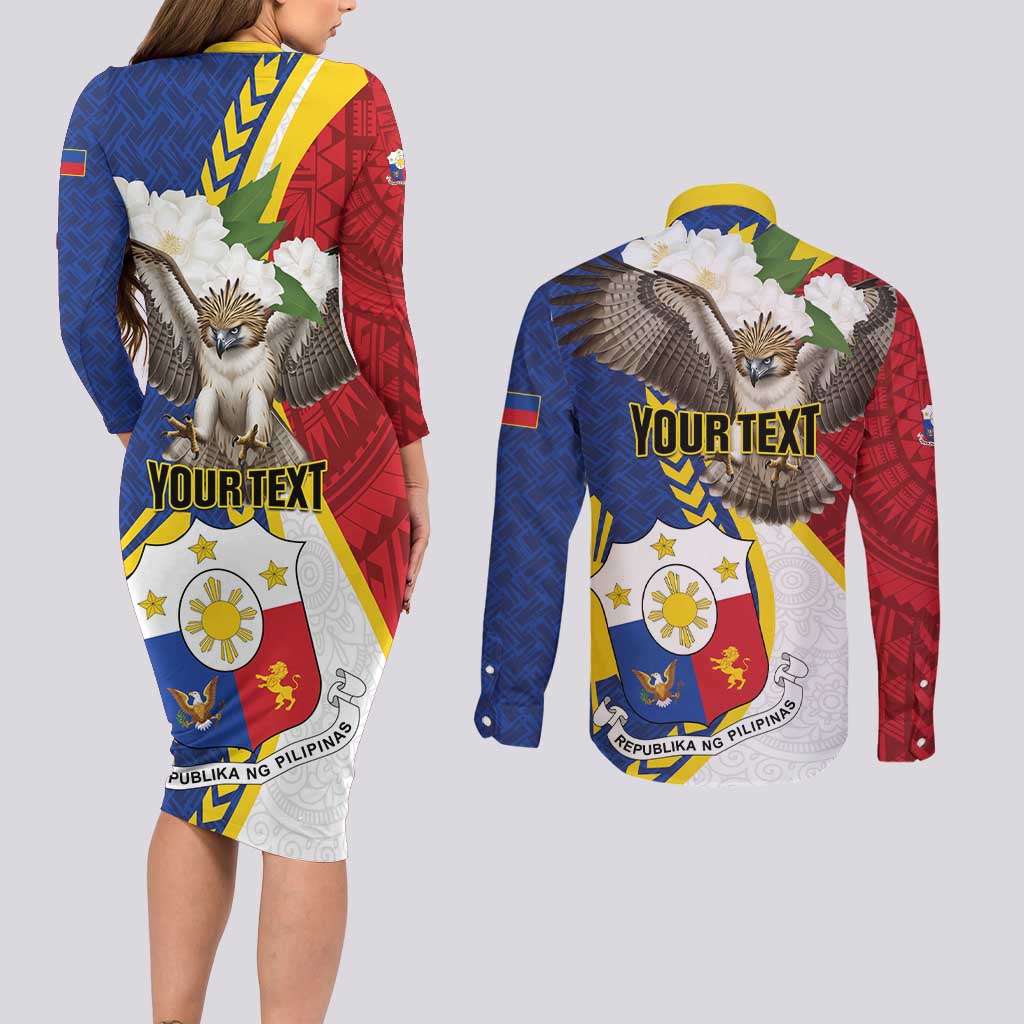 Personalized Philippines Couples Matching Long Sleeve Bodycon Dress and Long Sleeve Button Shirt Filipino Araw ng Kalayaan