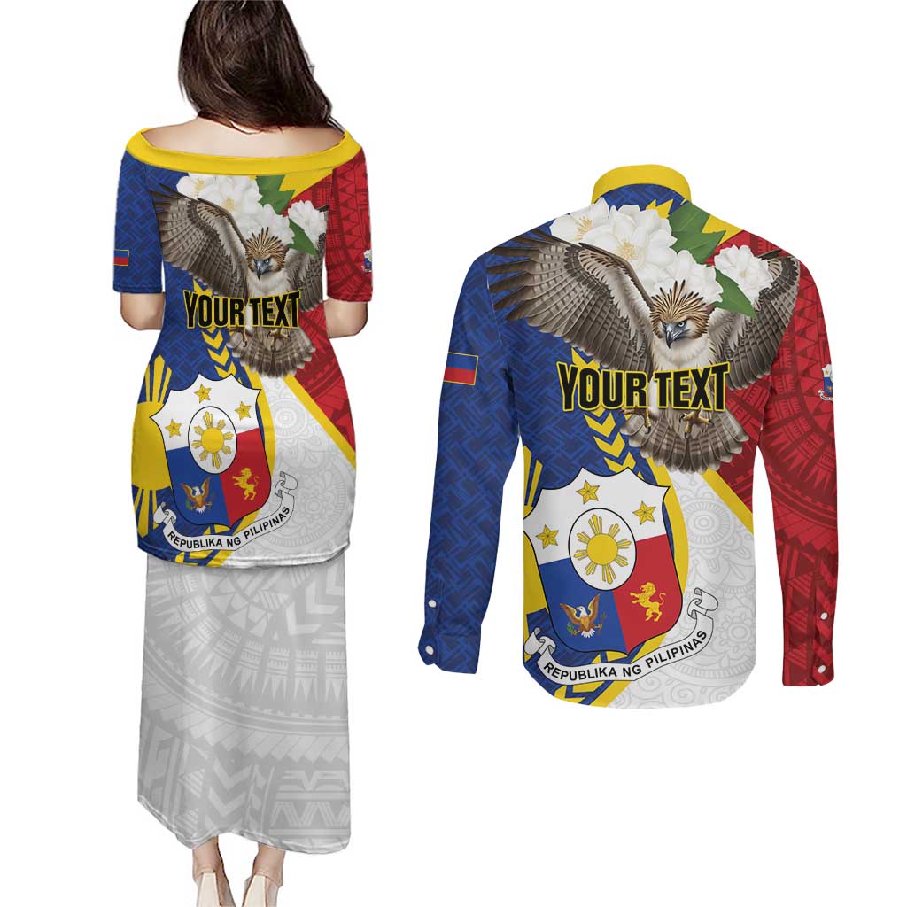 Personalized Philippines Couples Matching Puletasi and Long Sleeve Button Shirt Filipino Araw ng Kalayaan