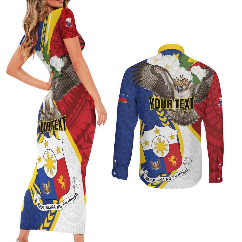 Personalized Philippines Couples Matching Short Sleeve Bodycon Dress and Long Sleeve Button Shirt Filipino Araw ng Kalayaan