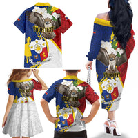 Personalized Philippines Family Matching Off The Shoulder Long Sleeve Dress and Hawaiian Shirt Filipino Araw ng Kalayaan LT01 - Polynesian Pride