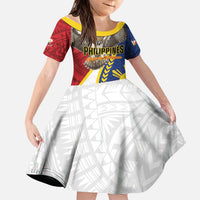 Personalized Philippines Family Matching Off Shoulder Short Dress and Hawaiian Shirt Filipino Araw ng Kalayaan LT01 Daughter's Dress Multicolor - Polynesian Pride