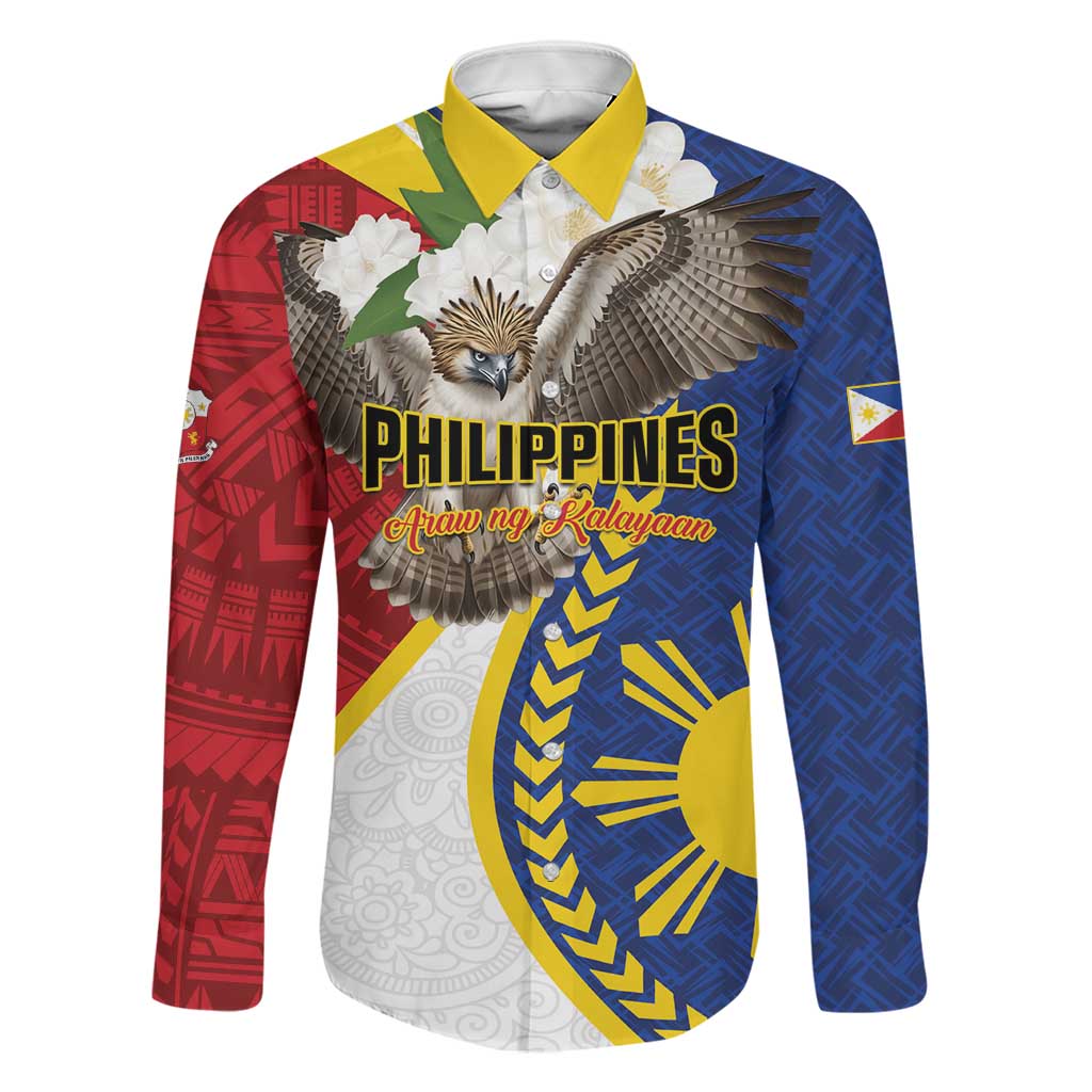 Personalized Philippines Family Matching Puletasi and Hawaiian Shirt Filipino Araw ng Kalayaan LT01 Dad's Shirt - Long Sleeve Multicolor - Polynesian Pride