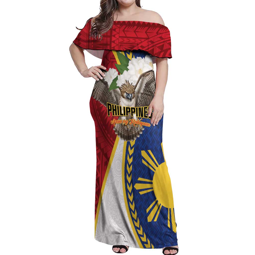 Personalized Philippines Off Shoulder Maxi Dress Filipino Araw ng Kalayaan