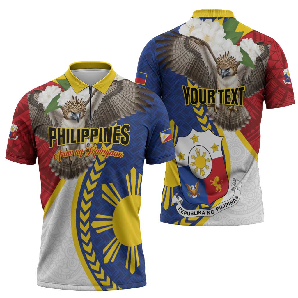 Personalized Philippines Zipper Polo Shirt Filipino Araw ng Kalayaan
